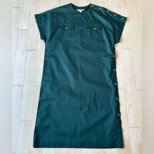 & Other Stories Women’s Midi Shift Side Snap Short Sleeve Dress Forest Green 8